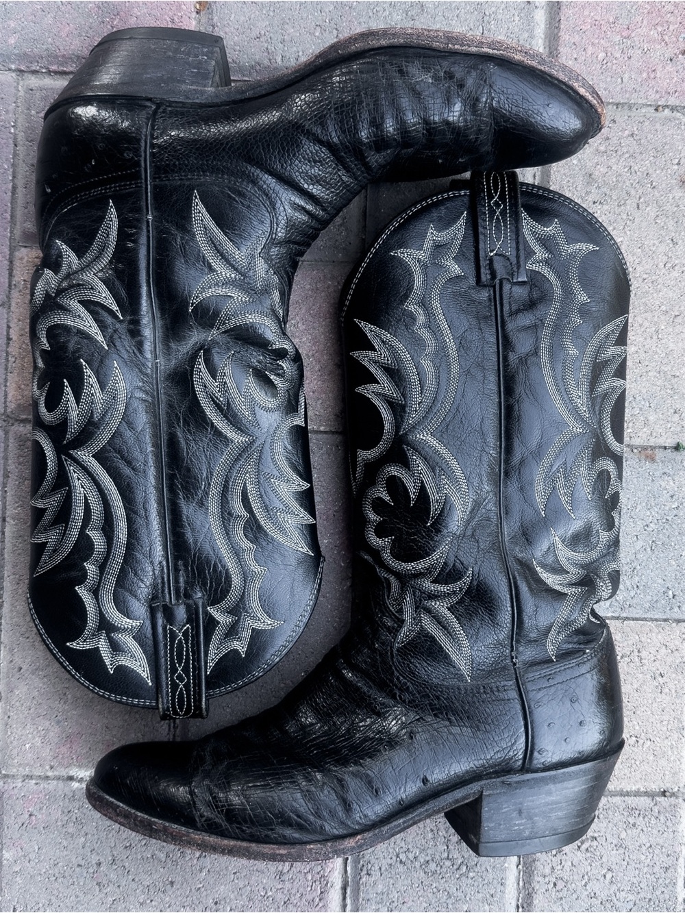 Dan Post Full Quill Ostrich Cowboy Boots Style P1997 Mens 8D Black USA 1990